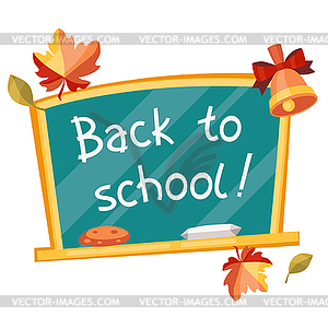 Back to school background with green chalkboard - vector image