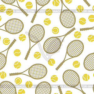 Sports seamless pattern with tennis icons in flat - royalty-free vector clipart