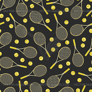 Sports seamless pattern with tennis icons in flat - vector image