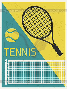 Tennis. Retro poster in flat design style - vector clip art