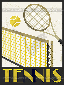 Tennis. Retro poster in flat design style - vector image