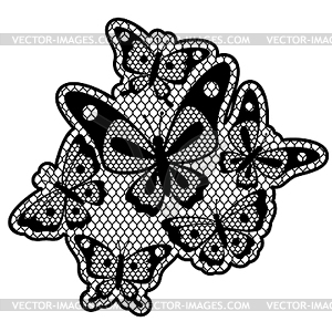 Black lace design with butterflies  - vector clipart