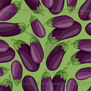 Seamless pattern with fresh ripe eggplants - vector clipart