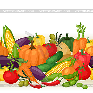 Seamless pattern with fresh ripe stylized vegetables - vector clip art