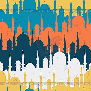 Исламская бесшовные модели с мечетей в плоской назн - векторный клипарт Royalty-Free