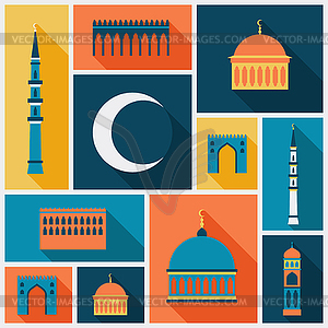 Islamic background with mosque in flat design style - vector clip art