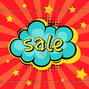 Sale comic speech bubble background in cartoon style - vector clip art