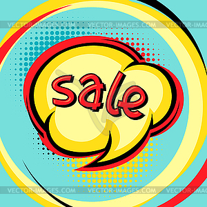 Sale comic speech bubble background in cartoon style - vector image