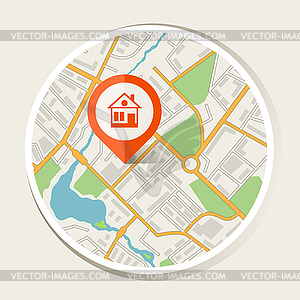 City map abstract background with marker home - vector clip art