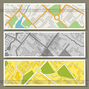 Карта города абстрактный фон горизонтальные баннеры - стоковый векторный клипарт