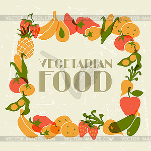 Vegetarian food. Background design with stylized - vector clipart