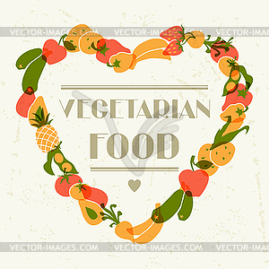 Vegetarian food. Background design with stylized - vector image