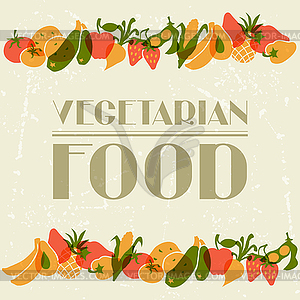 Vegetarian food. Background design with stylized - vector clipart