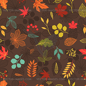 Seamless pattern with stylized autumn leaves - vector clipart