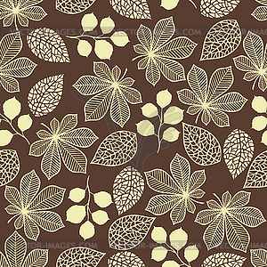 Seamless pattern with stylized autumn leaves - color vector clipart