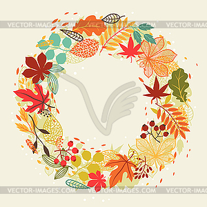 Background of autumn leaves in shape for greeting - vector image