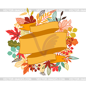 Background of stylized autumn leaves for greeting - vector clip art