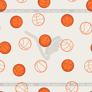 Sports seamless pattern with basketball icons in - vector image