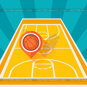 Sports background with basketball court and marker - vector image