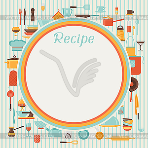 Recipe background with kitchen and restaurant - color vector clipart