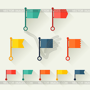 Set of flags for design in flat style - color vector clipart