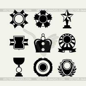 Трофи и награды набор иконок в стиле плоский дизайн - векторный клипарт EPS