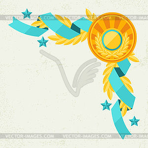 Decor with ribbons and awards in flat design style - vector clipart