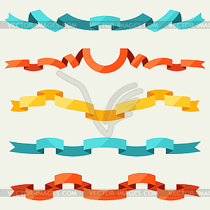 Set of ribbons for decoration in flat design style - vector image