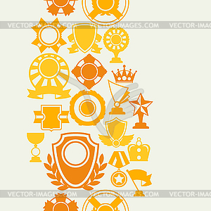 Seamless pattern with trophy and awards in flat - vector image