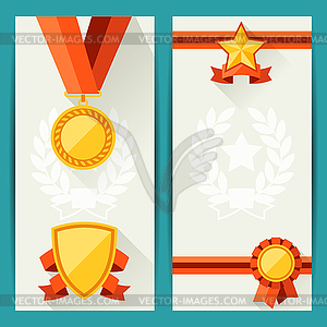 Certificate templates with awards in flat design - vector clipart