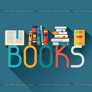 Education background with books in flat design style - vector clipart / vector image