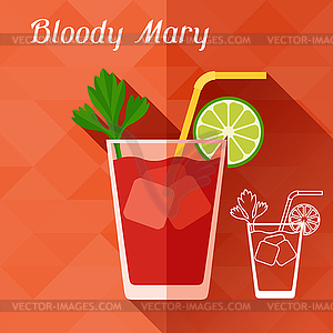 With glass of bloody mary in flat design style - vector clipart