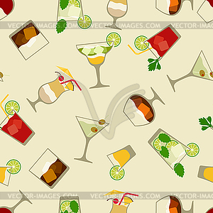 Alcohol drinks and cocktails seamless pattern in - vector clipart