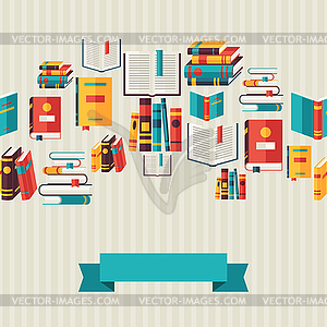 Seamless pattern with books in flat design style - color vector clipart