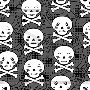 Seamless halloween kawaii cartoon pattern with - vector clipart