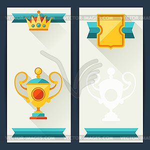 Certificate templates with awards in flat design - vector clipart