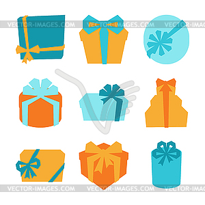 Celebration icon set of colorful gift boxes - vector image
