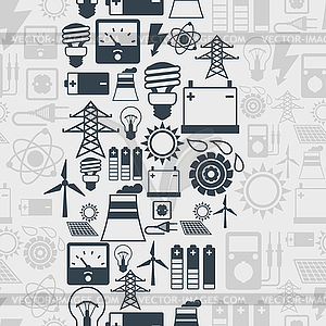 Seamless pattern with power icons in flat design - vector clipart