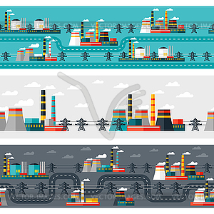 Бесшовные модели из промышленных электростанций в FLA - клипарт в векторе / векторное изображение