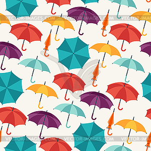 Seamless pattern with cute multicolor flat umbrellas - vector image