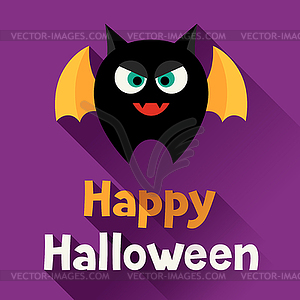 Счастливый Хэллоуин открытка в плоском стиле дизайна - векторный клипарт EPS