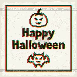 Счастливый Хэллоуин открытка с эффектом наложения - векторная графика