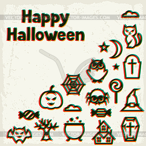 Happy halloween greeting card with effect overlay - vector clipart