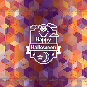 Happy halloween greeting card with badges ang icons - vector clip art