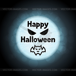 Счастливый Хэллоуин открытка на фоне луны - изображение в векторном формате