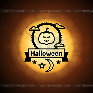 Happy halloween greeting card on background of moon - vector clipart