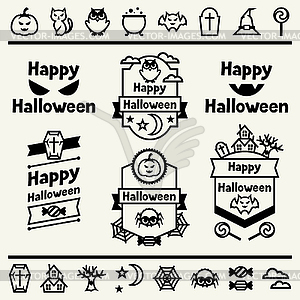 Счастливый набор Хэллоуин значков и иконок - клипарт в формате EPS