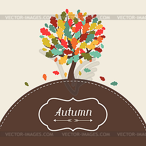 Background of stylized autumn tree for greeting card - vector clipart