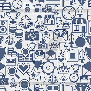 Seamless pattern with game icons in flat design - vector image