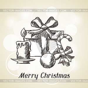 С Рождеством шаблон пригласительный билет - иллюстрация в векторном формате